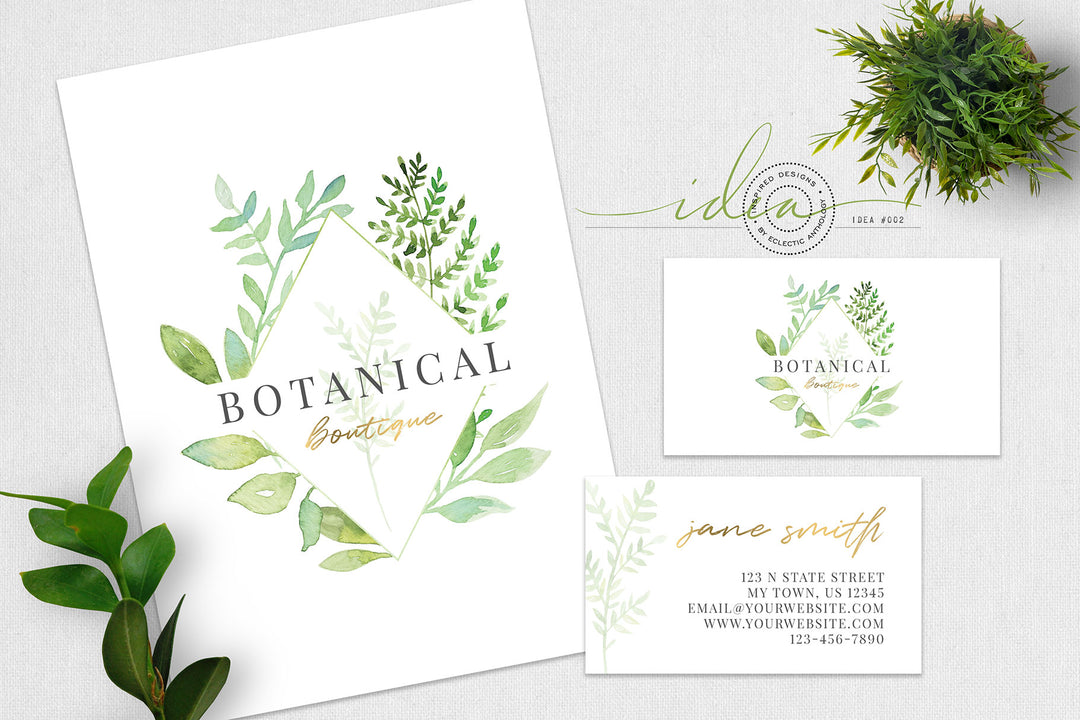 IDEA #002 : Free Watercolor Botanical Logo & Business Card