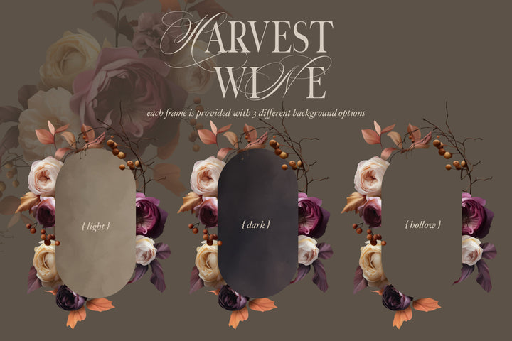 Harvest Wine Painted Floral Clip Art Graphics Collection