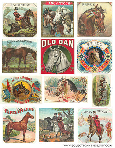 Free Vintage Horse Cigar Label Collage Sheet