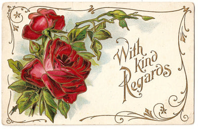 Free Graphic Friday - Red Rose Postcard