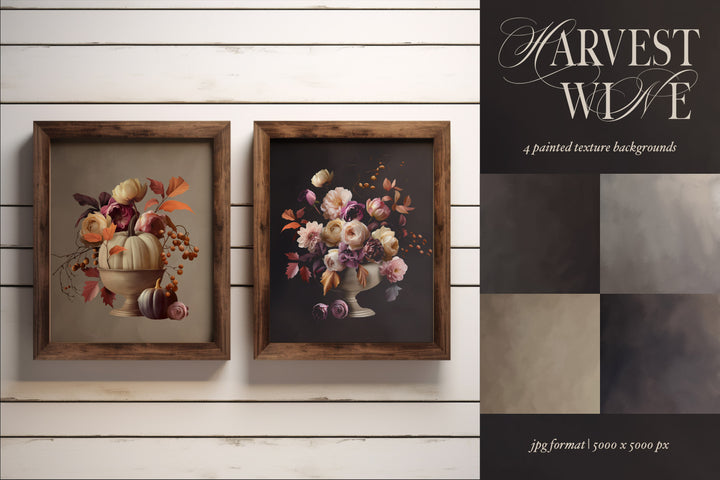 Harvest Wine Painted Floral Clip Art Graphics Collection