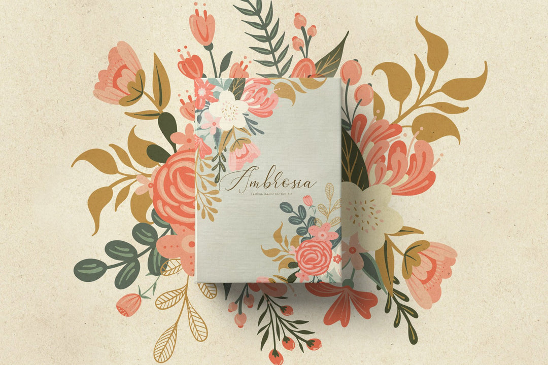 Ambrosia Floral Illustration Clip Art Kit