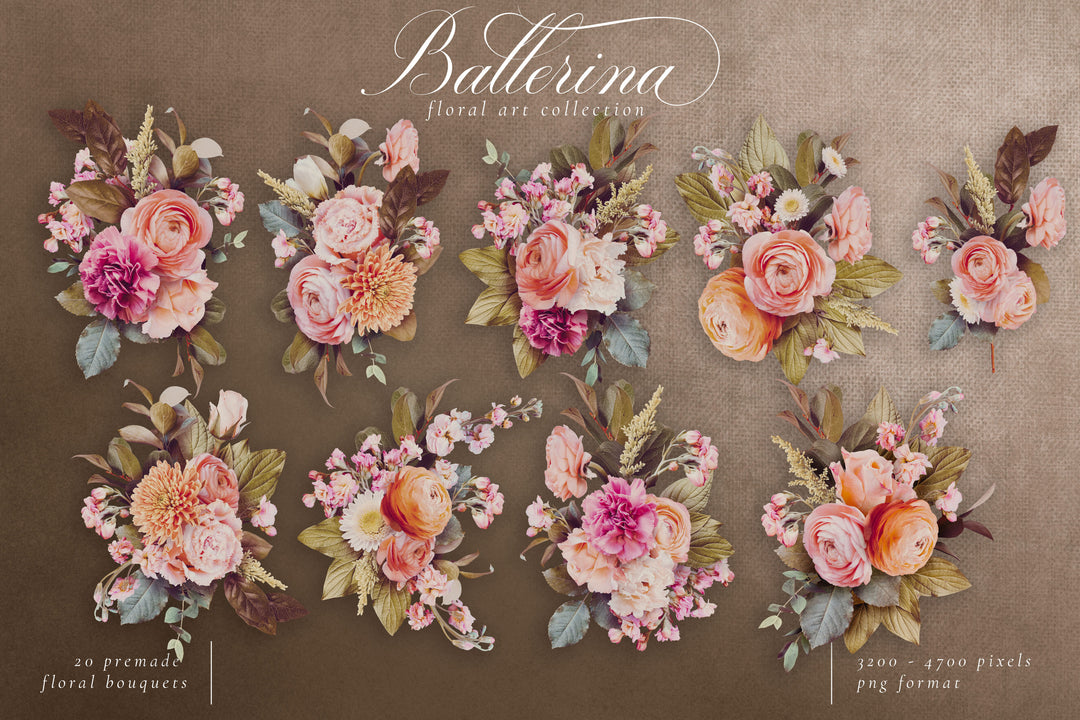 Ballerina Floral Clip Art Graphics Collection