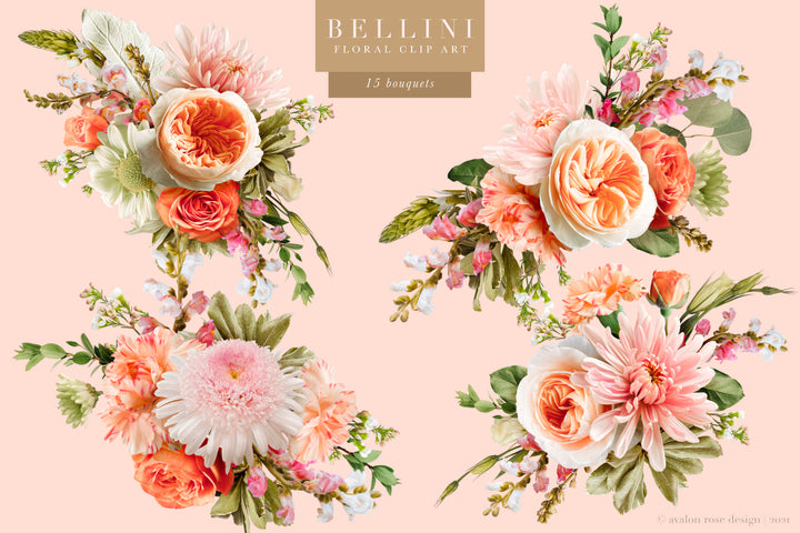 Bellini Floral Clip Art Graphics Collection