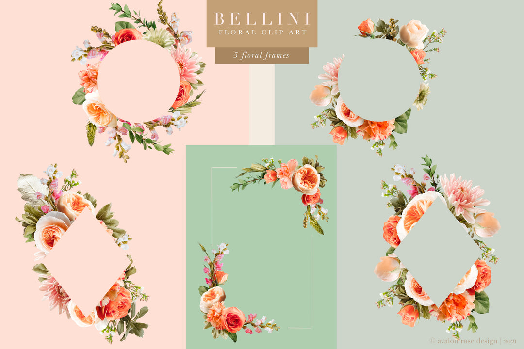 Bellini Floral Clip Art Graphics Collection