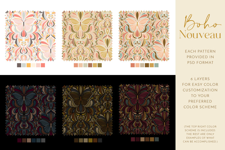 Boho Nouveau Seamless Pattern Collection