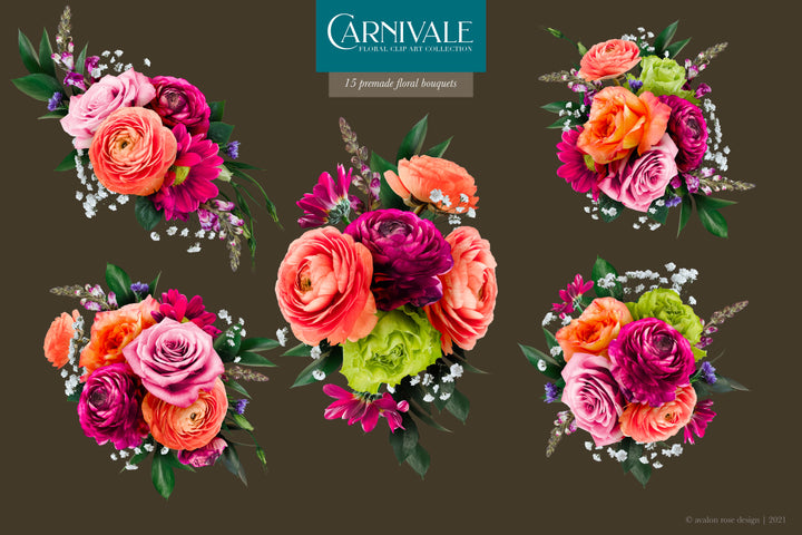 Carnivale Floral Clip Art Graphics Collection
