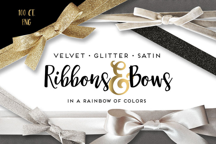 Velvet Satin Glitter Ribbon & Bow Graphics