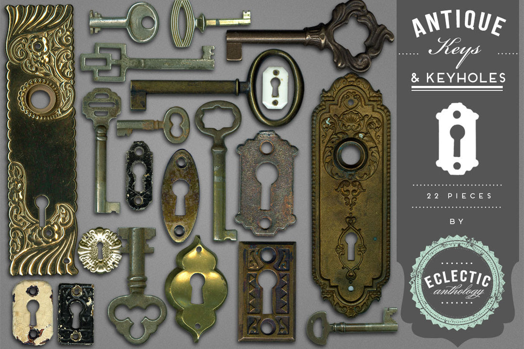 Antique Keys and Keyholes Graphics – Avalon Rose Design
