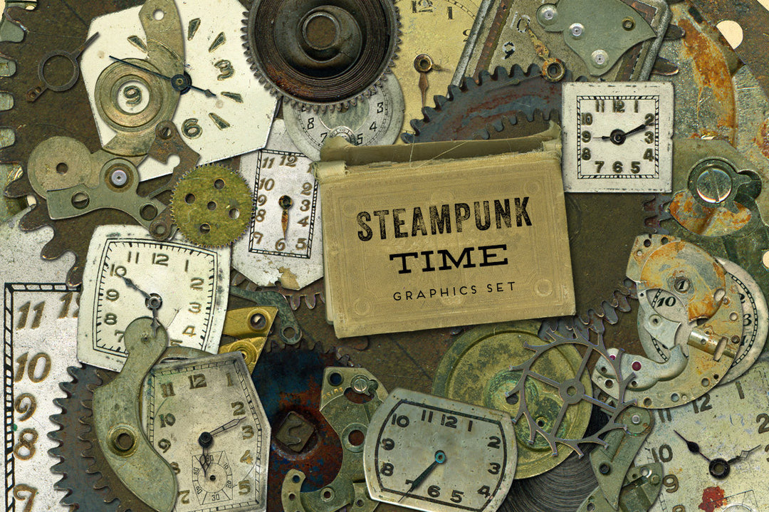 Steampunk Time Vintage Watch & Gear Graphics