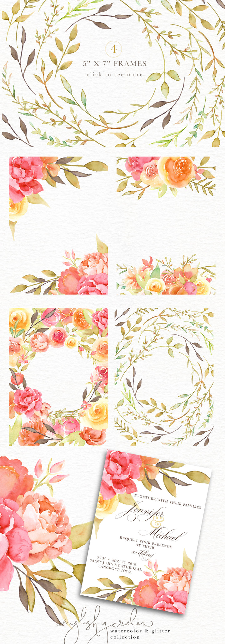 English Garden Watercolor and Glitter Collection