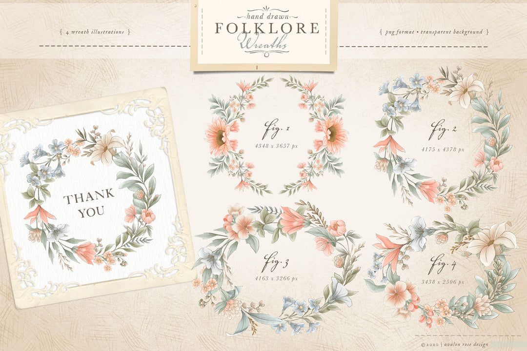 Folklore Floral Clip Art & Patterns