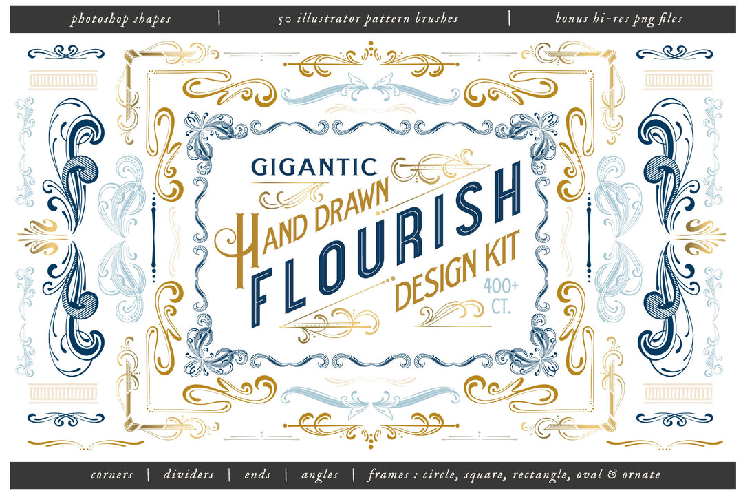 Gigantic Hand Drawn Flourish Design Kit