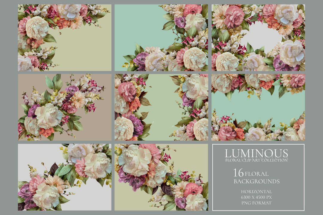 Luminous Floral Clip Art Graphics Collection