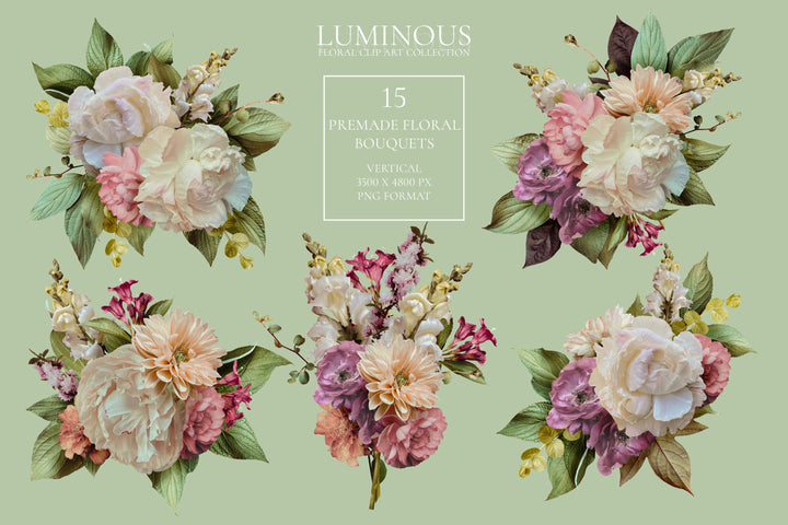 Luminous Floral Clip Art Graphics Collection