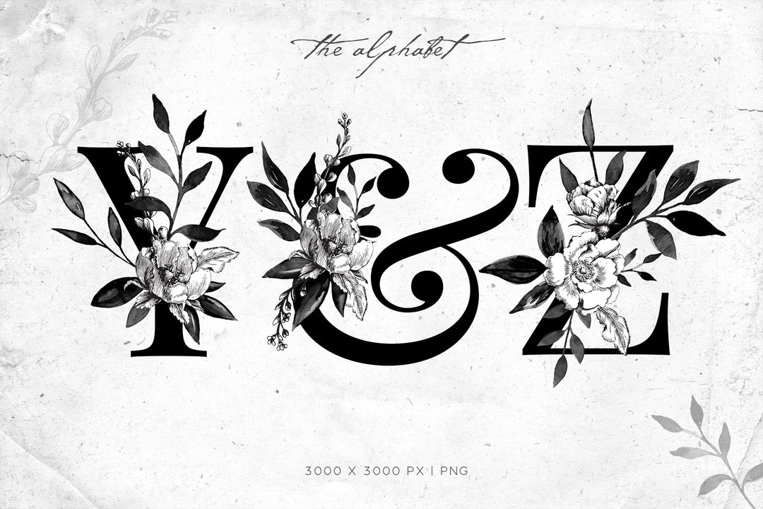 Misted Ink Floral Graphics Collection