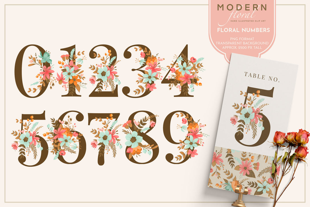 Modern Floral Illustration Clip Art Kit