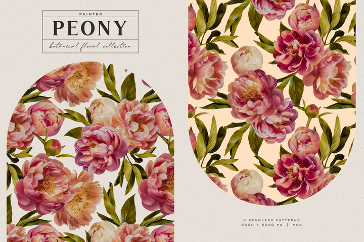 Peony Botanical Floral Clip Art Graphics Collection