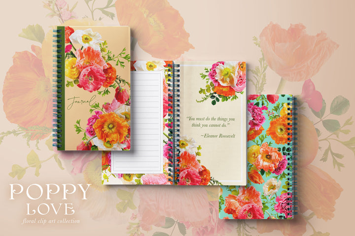 Poppy Love Floral Clip Art Graphics Collection