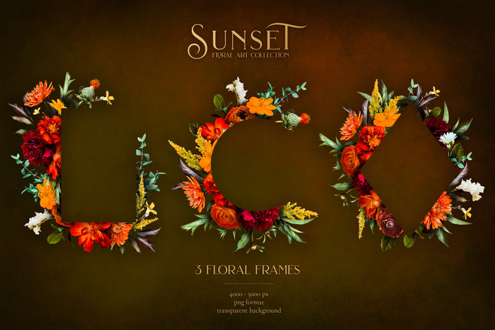 Sunset Floral Clip Art Graphics Collection