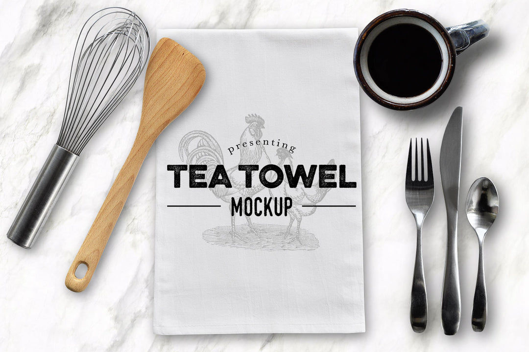 Tea Dish Flour Sack Towel Mockup