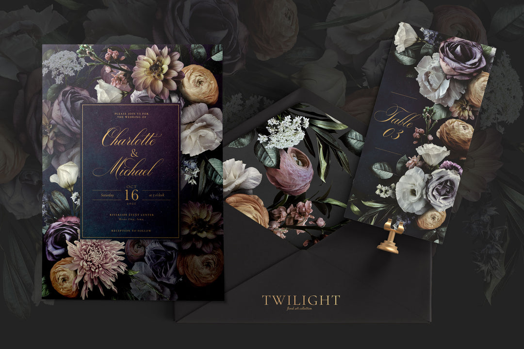 Twilight Floral Clip Art Graphics Collection