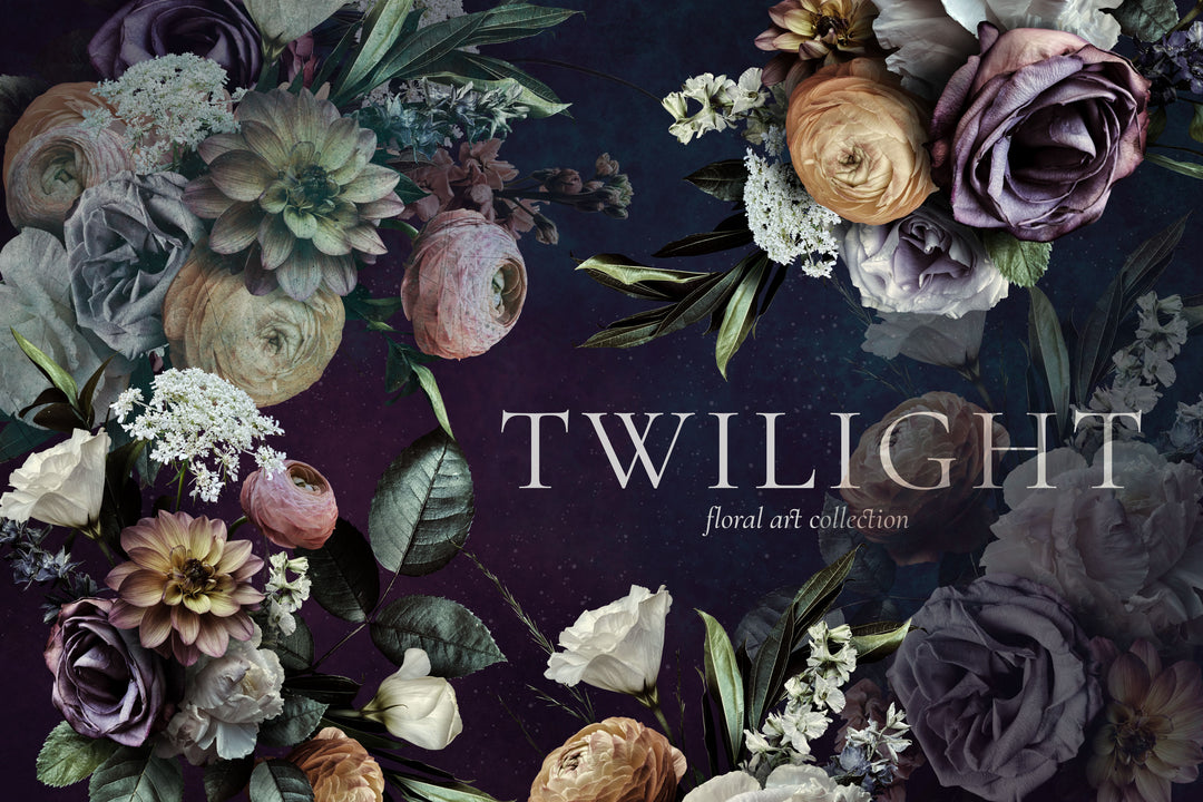 Twilight Floral Clip Art Graphics Collection