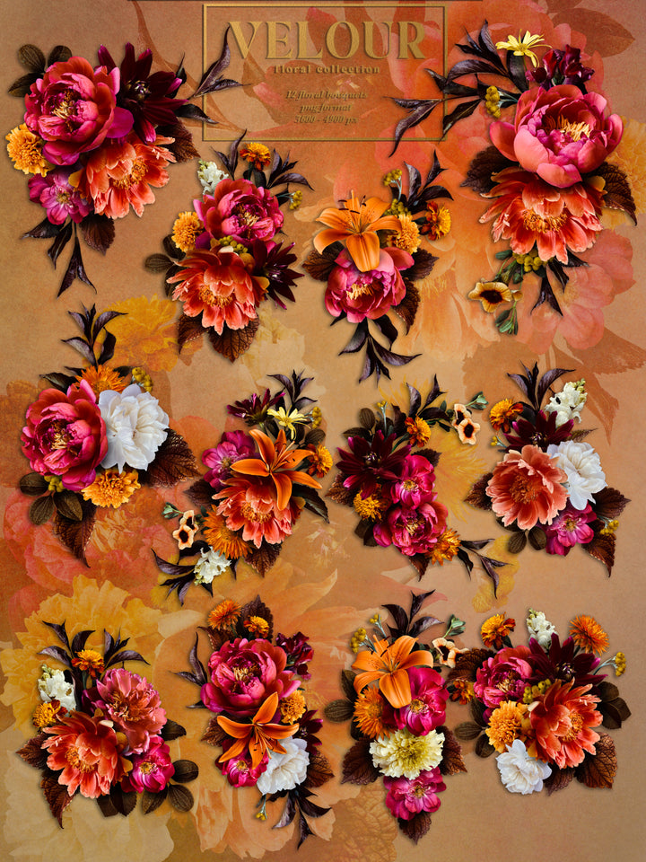 Velour Floral Clip Art Graphics Collection